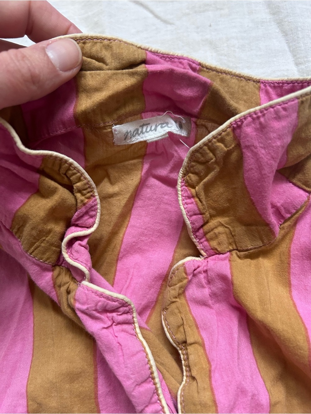 Striped Pink and Brown Women's Pajama Set - Picture 3 of 3